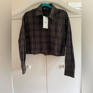 Zara Checkered Shirt in Black Green Red Y2K NWT